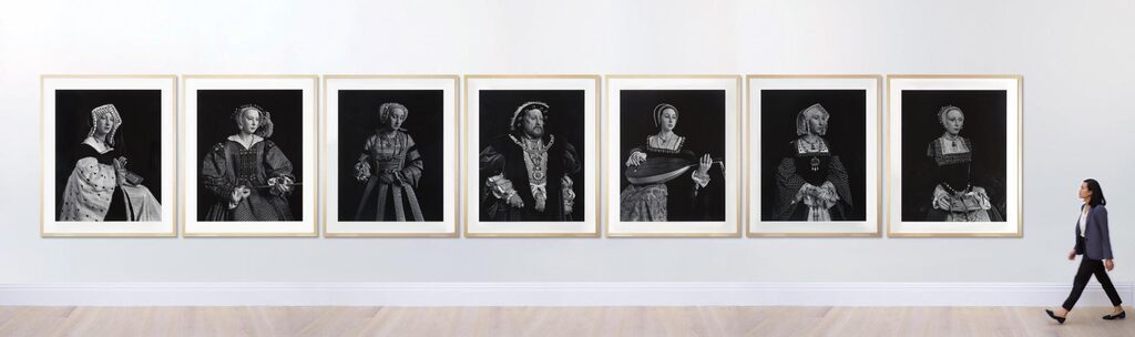 Henry VIII, Catherine of Aragon, Anne Boleyn, Jane Seymour, Anne of Cleves, Catherine Howard, and Catherine Parr