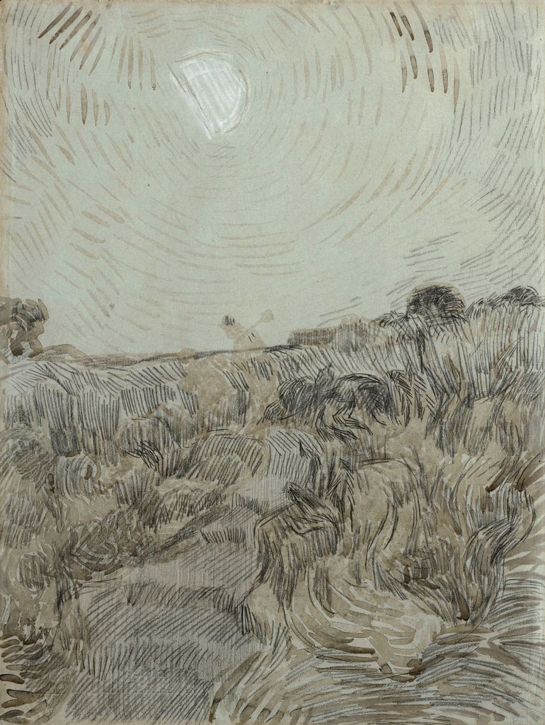 EVENING LANDSCAPE WITH TWO PEASANTS