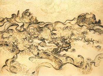 Van Gogh, Oliviers avec les alpilles au fond