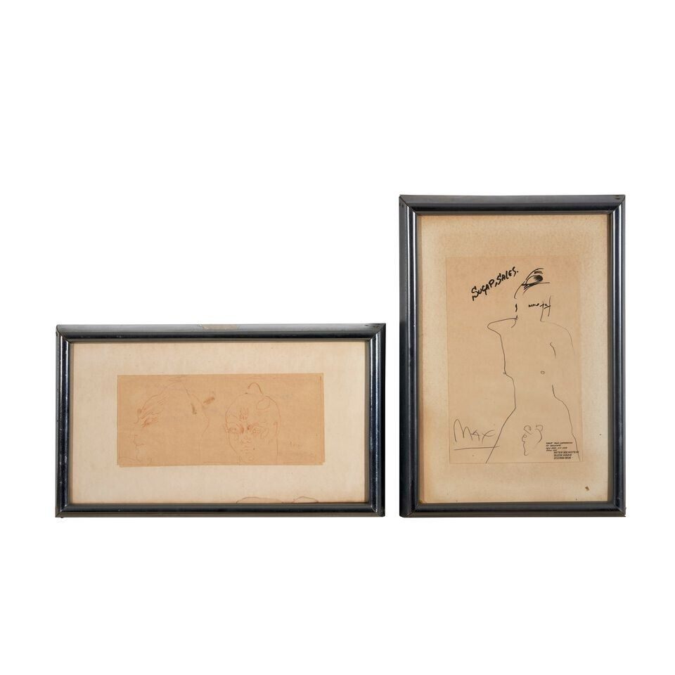 A Nude Figure; Two Heads
