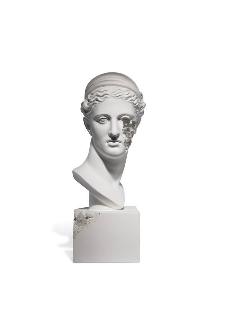 Quartz eroded bust of Diane the hunter (named Diane of Versailles)