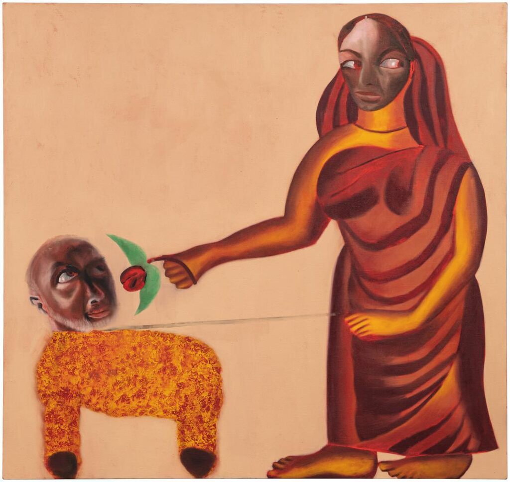 Selfportrait with Wife after a Kalighat Painting