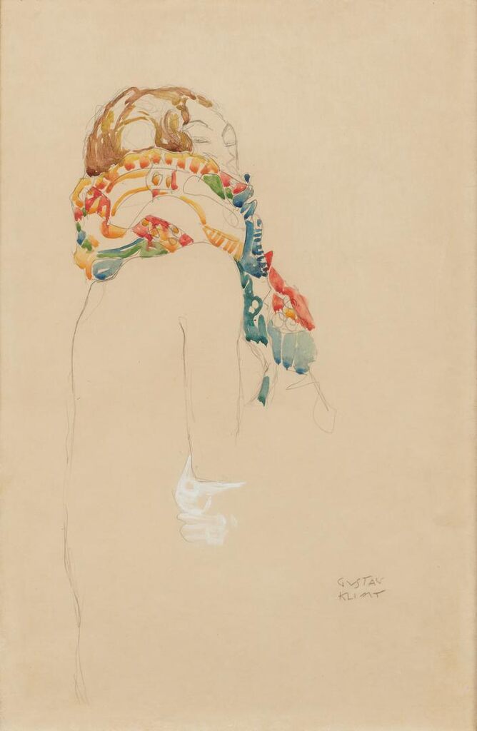 Sitzender Halbakt mit Schal (Seated semi-nude with scarf)