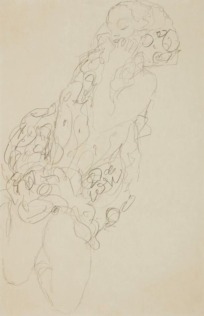 Kniender Halbakt, Studie for "Die Braut" (Kneeling Semi Nude, Study for "The Bride")