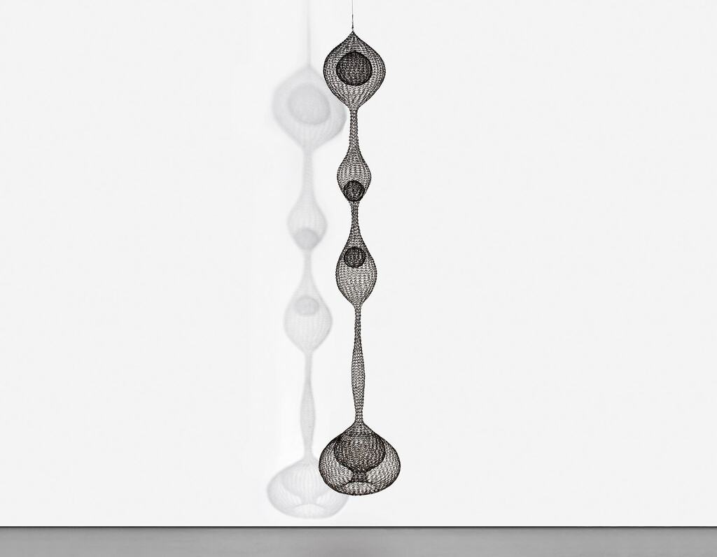 Untitled (S.045, Hanging Five-Lobed, Multilayered Continuous Form within a Form, with Spheres in the First, Second and Third Lobes)