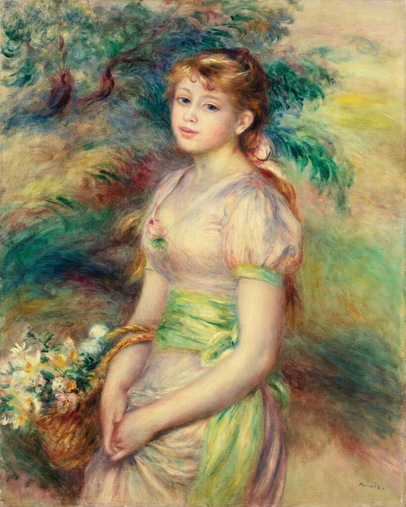 Jeune fille à la corbeille de fleurs