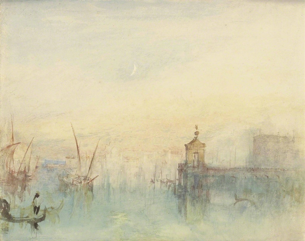 Venice: The New Moon – The Dogana from the steps of The Hotel Europa