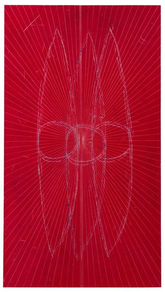 Mark Grotjahn, Untitled (Big Red Butterfly with Three Blue Eyes 856)