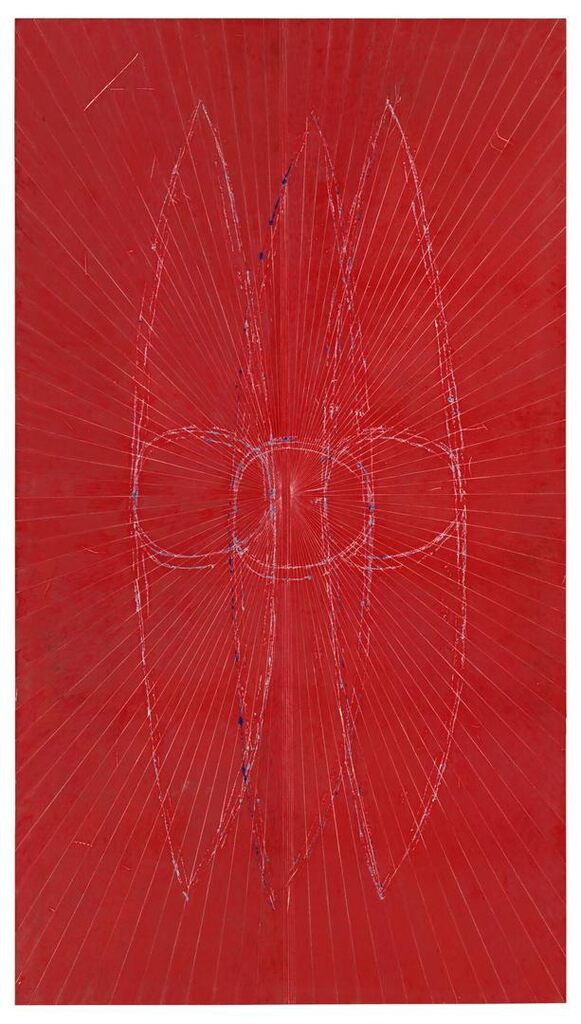 Mark Grotjahn, Untitled (Big Red Butterfly with Three Blue Eyes 856)