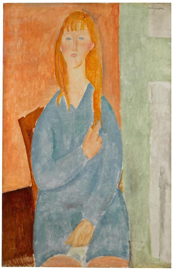 Jeune fille assise, les cheveux dénoués (Jeune fille en bleu)