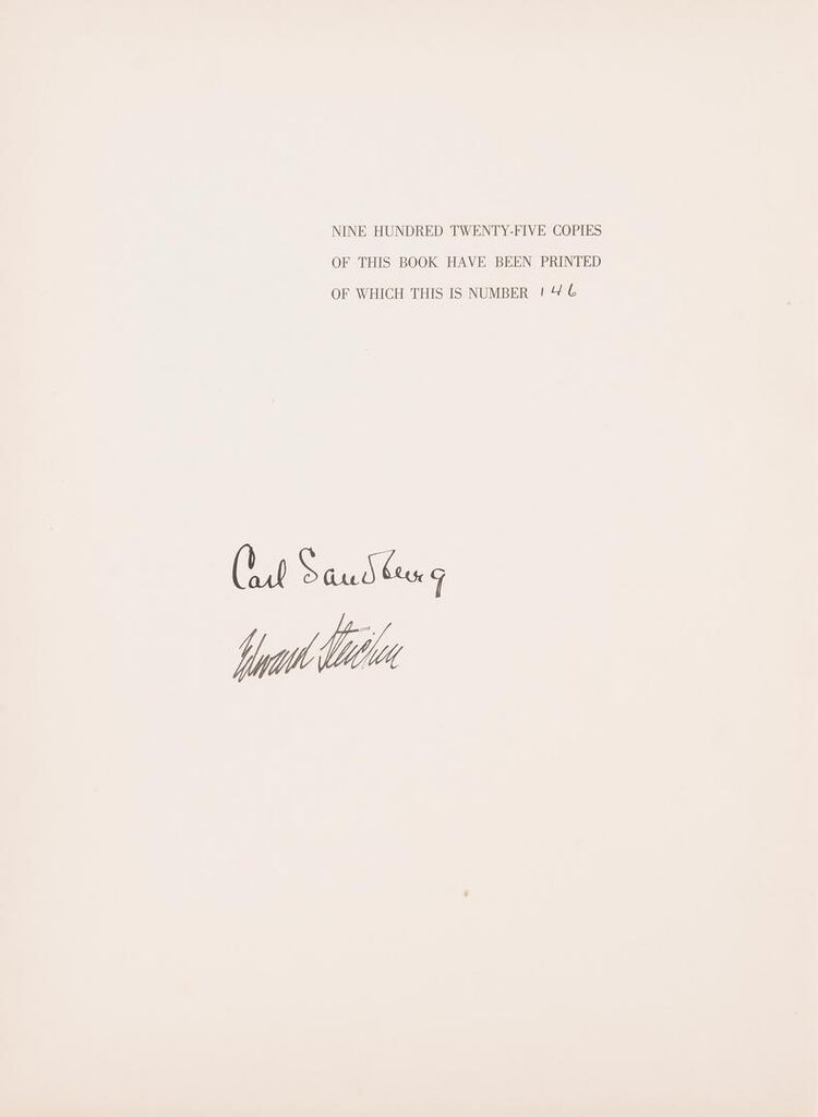 SANDBURG, CARL. 1878-1967. Steichen the Photographer. New York: Harcourt, [1929]