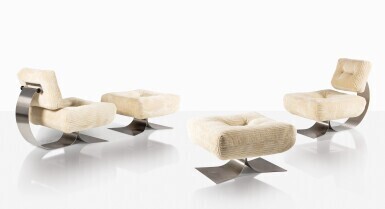 Paire de fauteuils et leurs ottomans, modèle Brazilia ON1