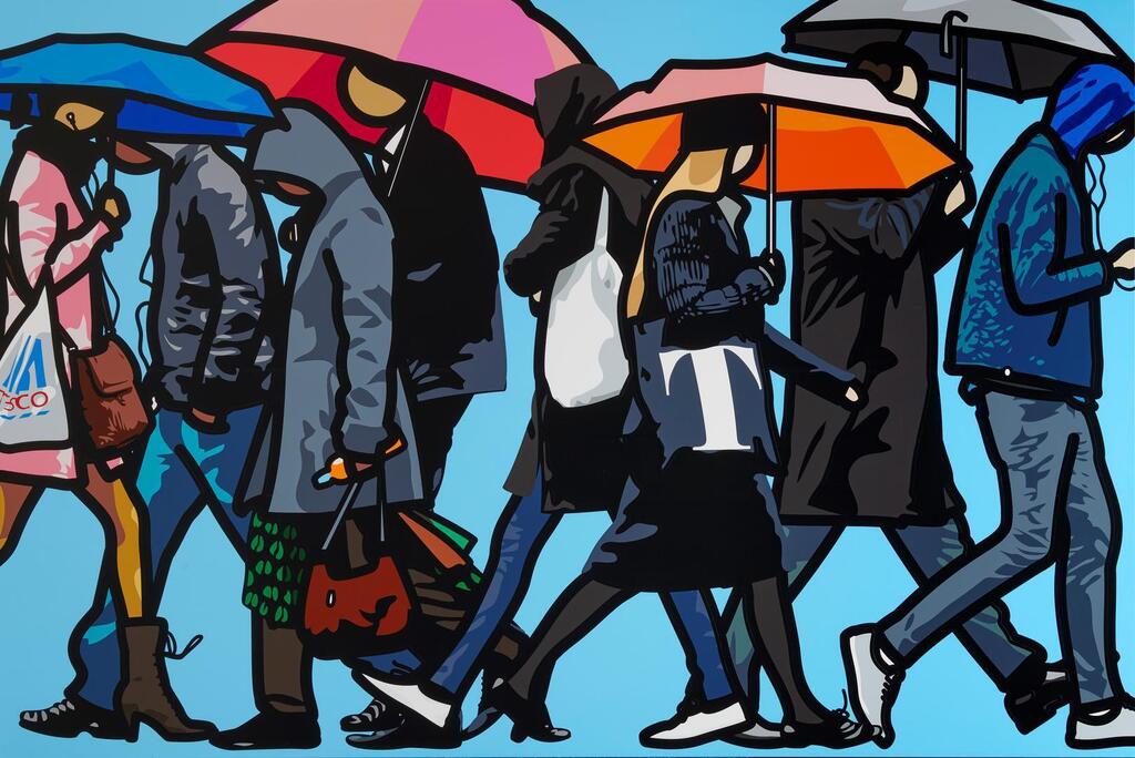 Walking in London in the rain