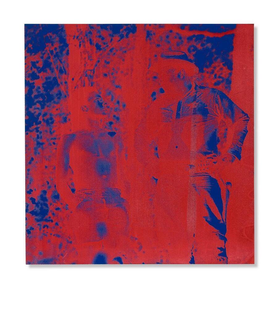 On River Road (red on blue)