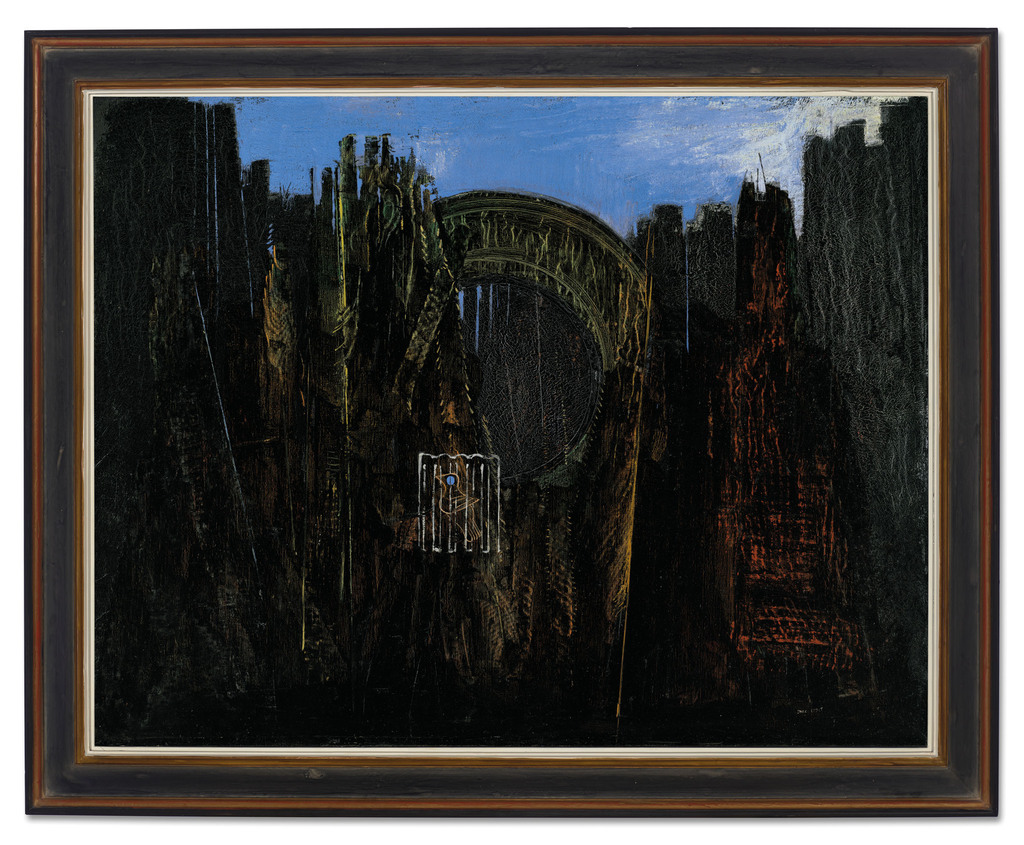 Cage, forêt et soleil noir