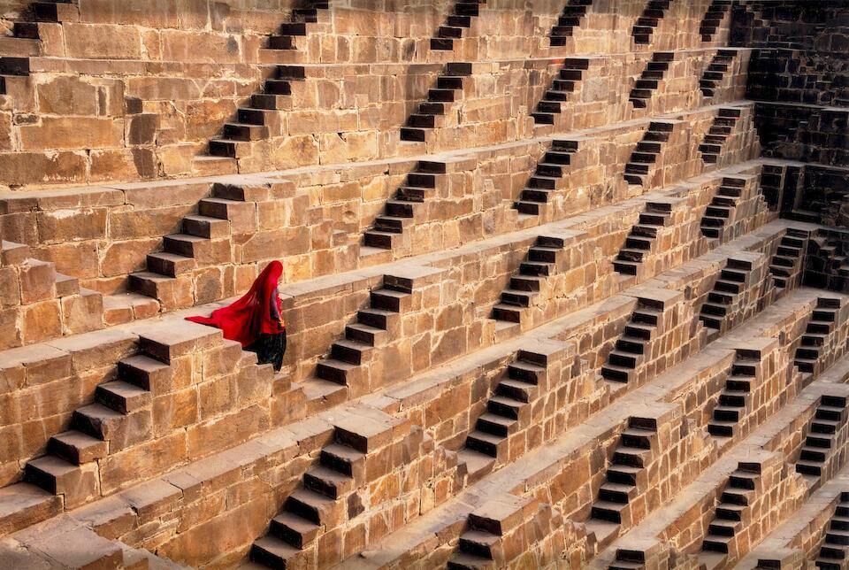 Woman in Chand Baori Stepwell, Rajasthan, India, 2016