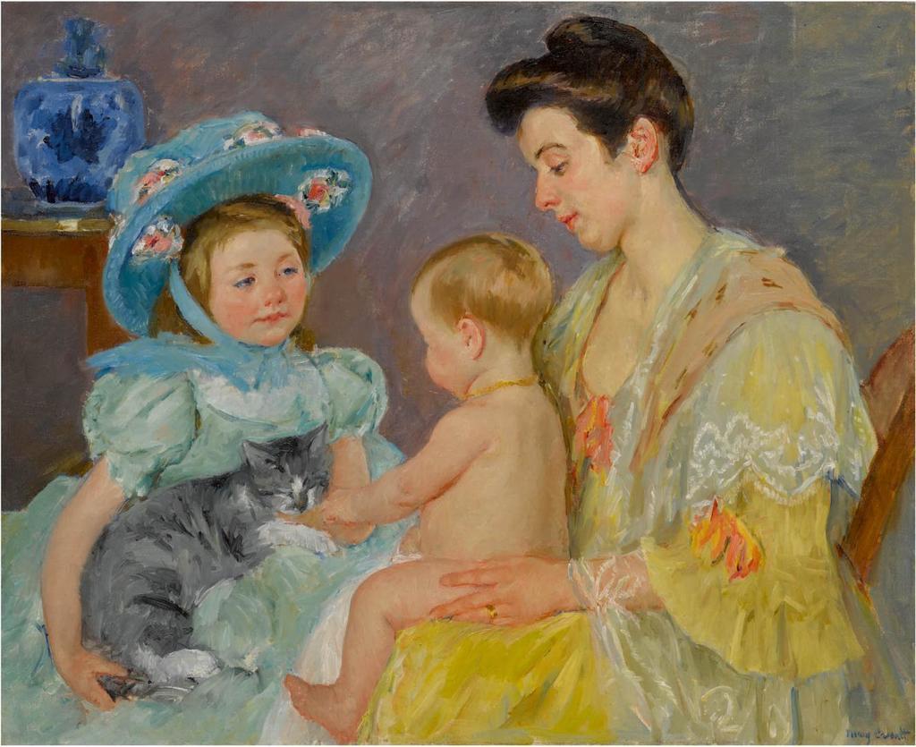 Children Playing with a Cat