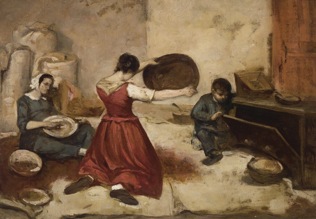 Les cribleuses de blé, esquisse