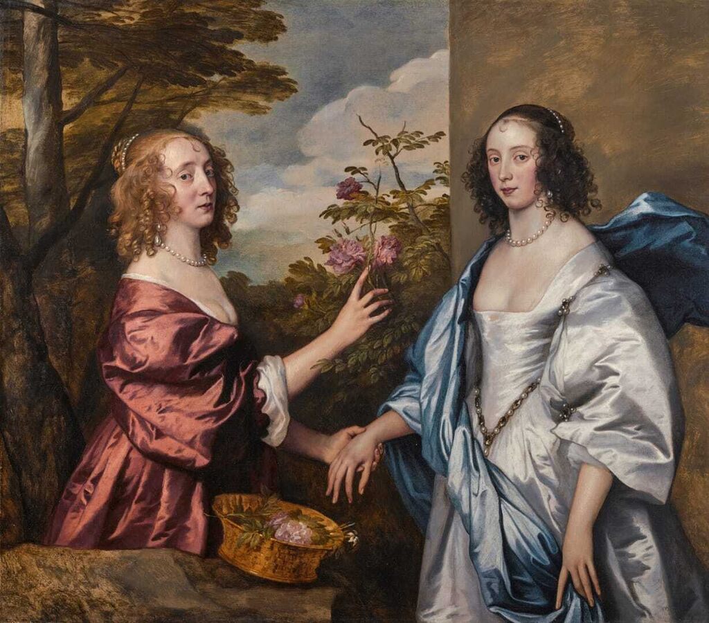The Cheeke Sisters: Double portrait of Essex, Countess of Manchester (circa 1617–1658) and her sister, Anne, later Countess of Warwick and Clanricarde (1620–after 1683), three-quarter-length, in a landscape