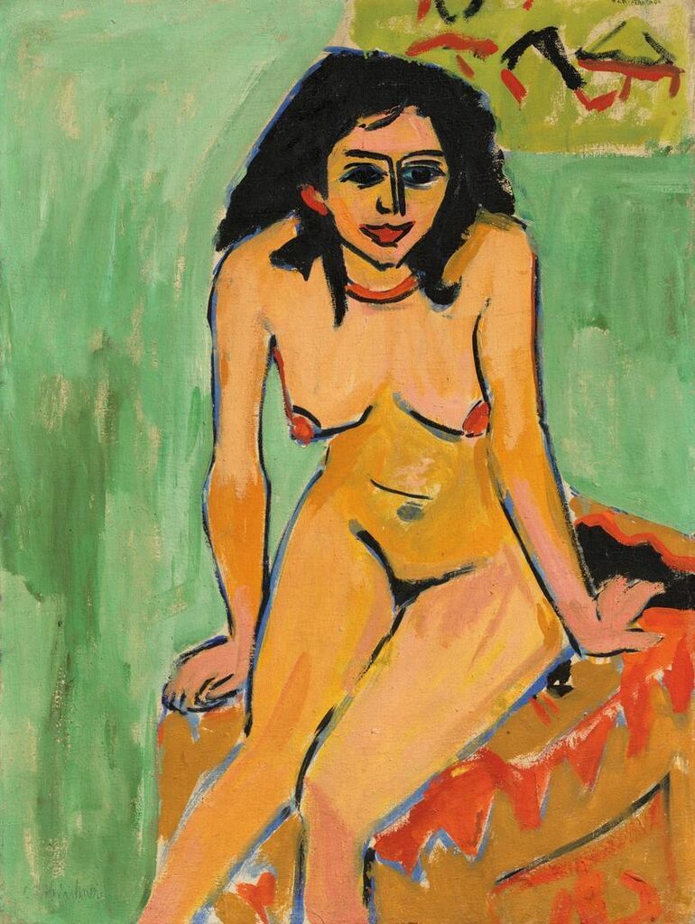 Zwei Mädchen mit Badewanne (Frau in flacher Wanne und Mädchen mit Fächer) (recto); Sitzender schwarzhaariger Mädchenakt (verso)