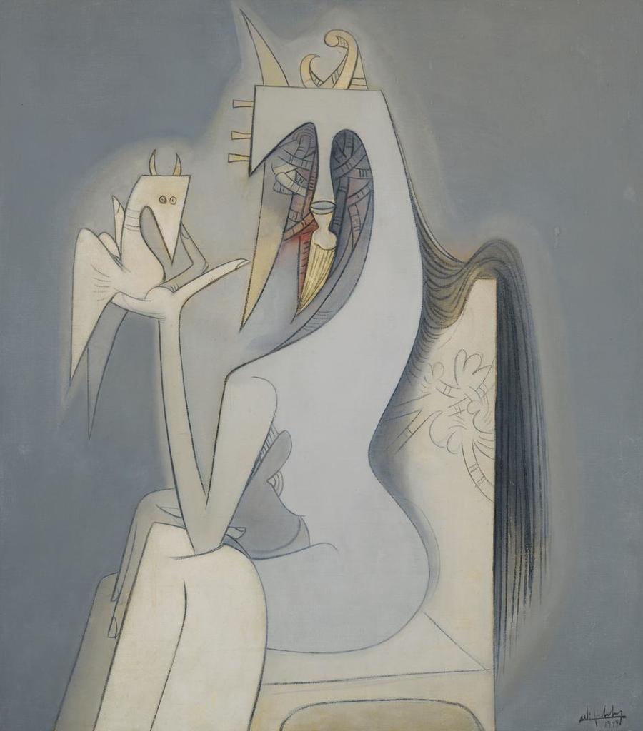 FEMME AVEC UN OISEAU
