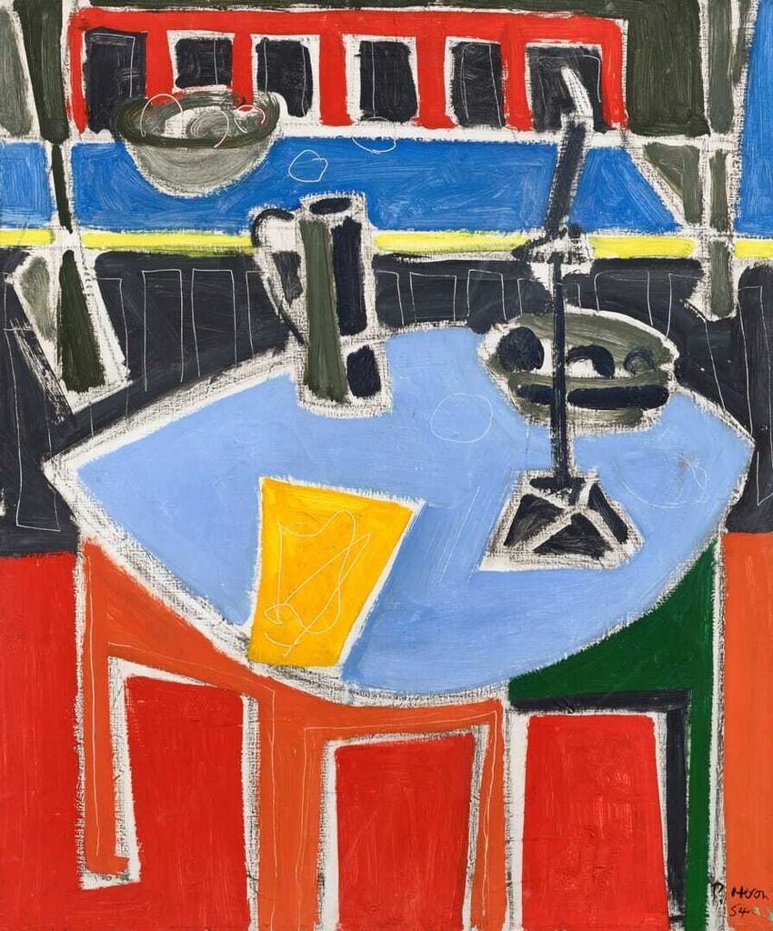 Blue Table and Red Carpet