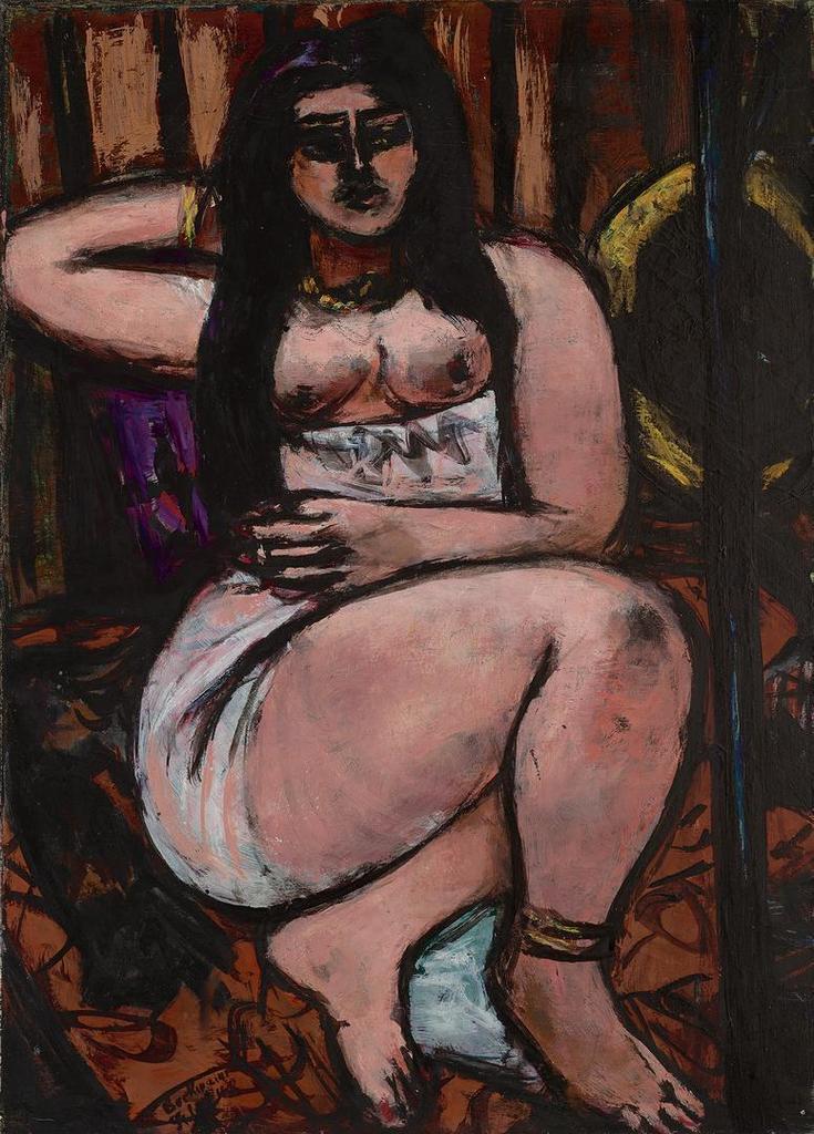 LIEGENDER AKT IN STARKER VERKÜRZUNG (RECLINING NUDE SHARPLY FORESHORTENED)