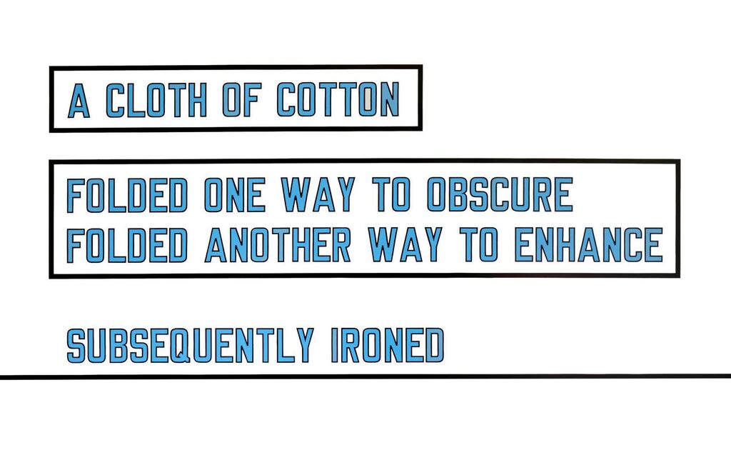 A Cloth of Cotton Folded One Way to Obscure Folded Another Way to Enhance Subsequently Ironed