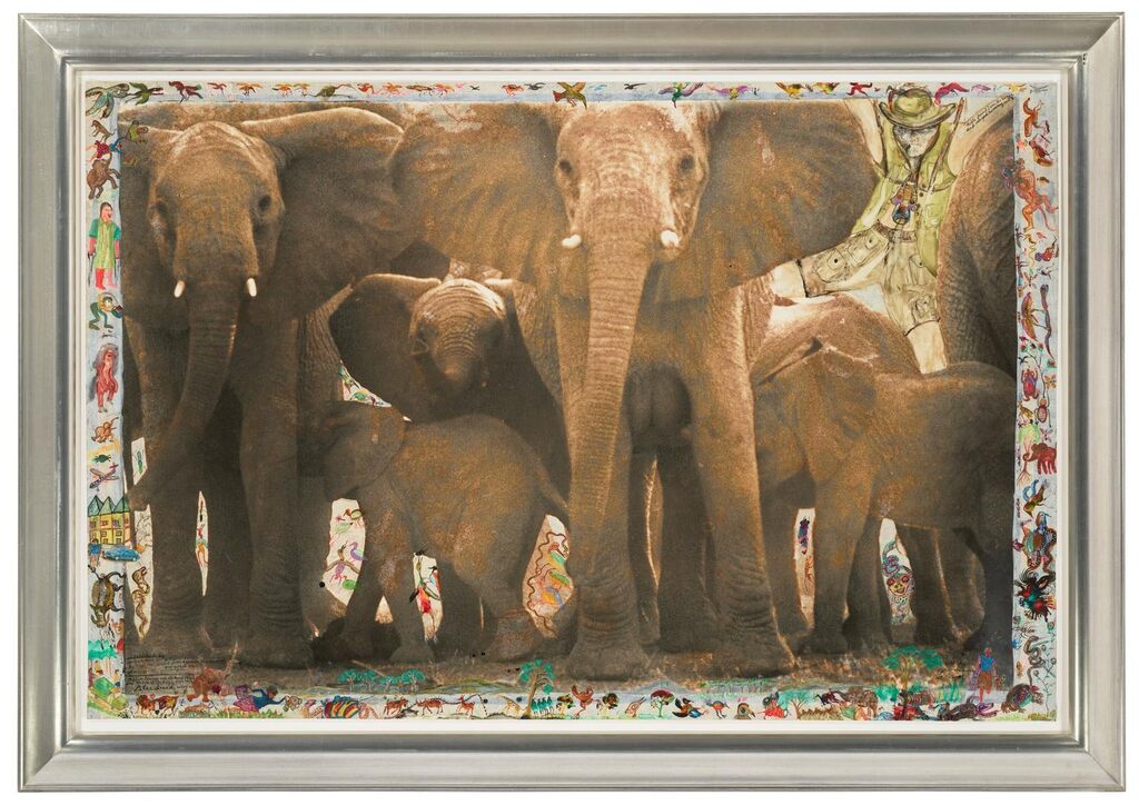 Elephant Family at Buffalo Springs (Buffalo Springs Cow Ele Herd) June, 1960