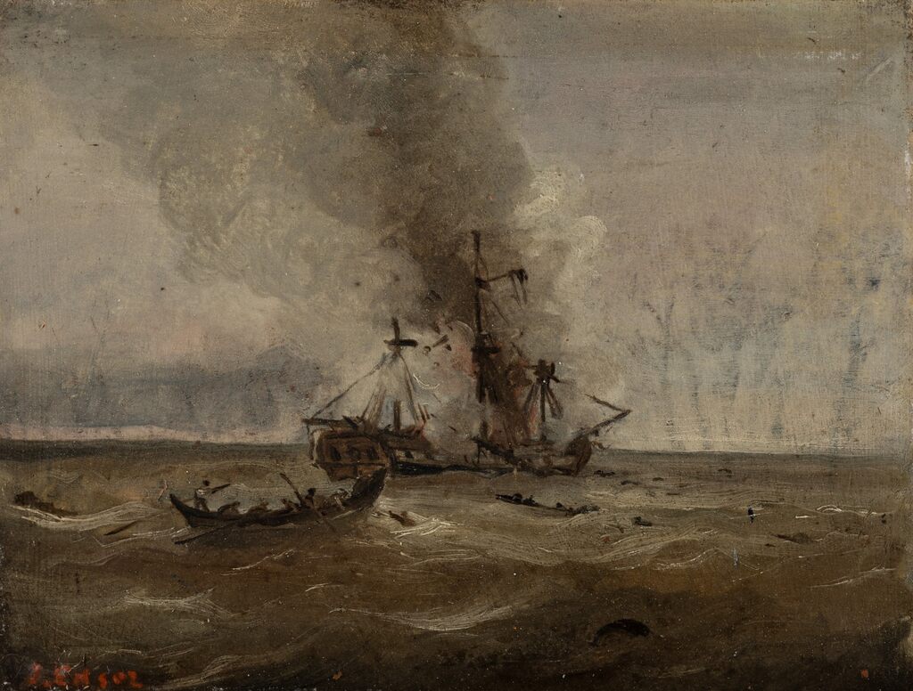 Seascape with Burning Boat