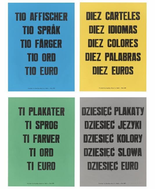 Ten Posters, Ten Languages, Ten Colours, Ten Words, Ten Euros
