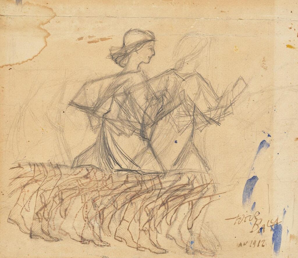 Bambina che corre sul balcone, studio