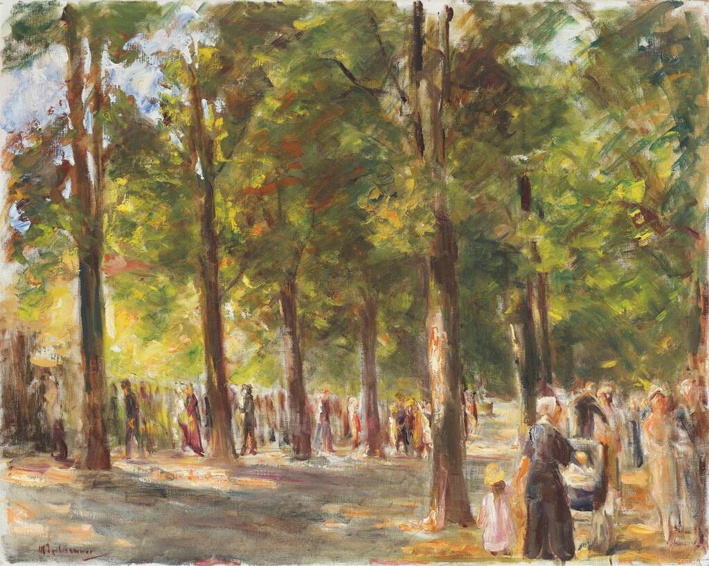 ”Die Große Seestraße in Wannsee mit Spaziergängern”