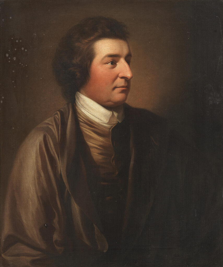 Portrait of Joshua Iremonger, half-length, in a brown coat