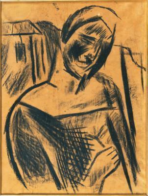 Figura con paesaggio e casa (Contadina)