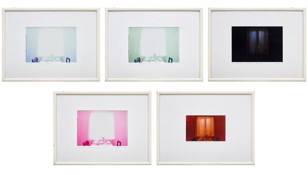 Five works: (i) Ur 10 Farbe 5 Kaffeezimmer; (ii) Ur 10 Farbe 4 Kaffeezimmer; (iii); Ur 10 Kaffeezimmer; (iv) Ur 10 Farbe 6 Kaffeezimmer; (v) Ur 10 Farbe 2 Kaffeezimmer