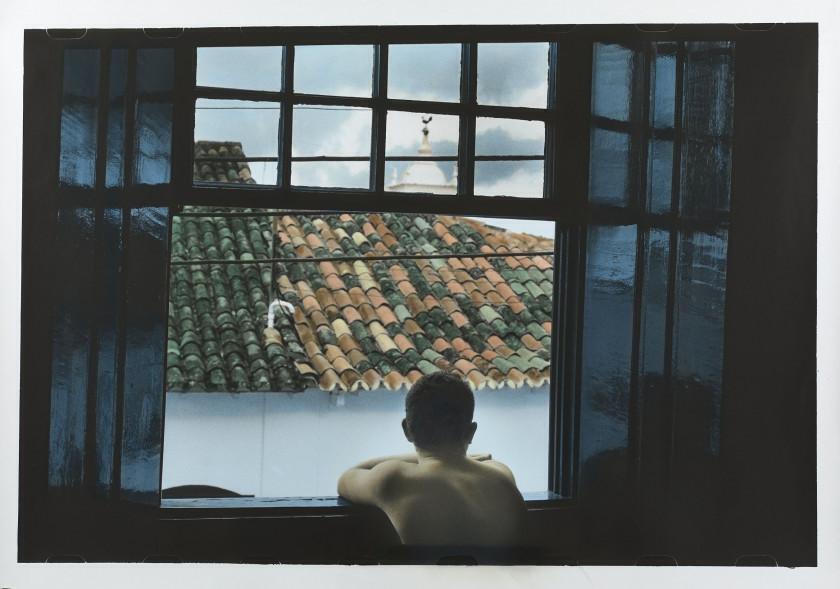 Self-portrait looking out of the window, Paraty