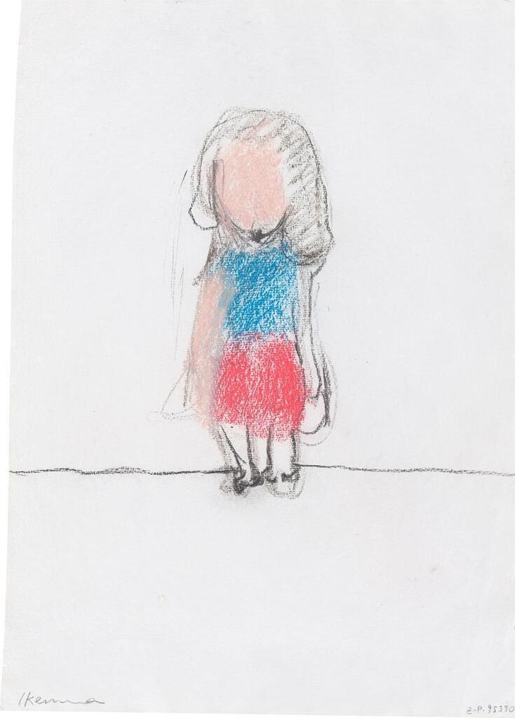 Untitled (girl with red skirt and blue blouse)