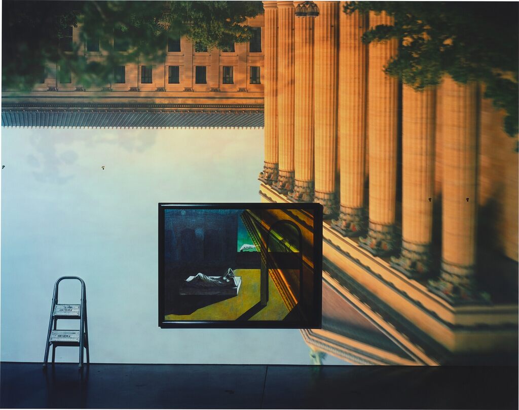 Camera Obscura Image of the Philadelphia Museum of Art, East Entrance in Gallery #171 with a de Chirico Painting