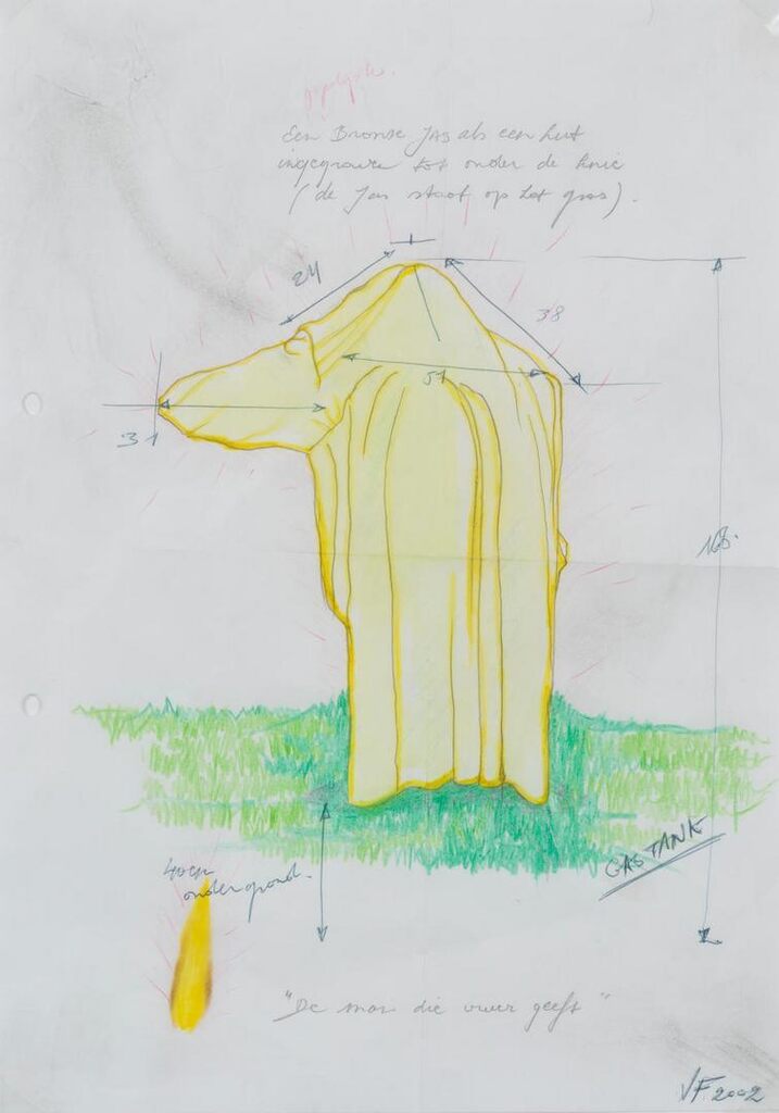 Esquisse du projet de la sculpture, L'homme qui donne du feu