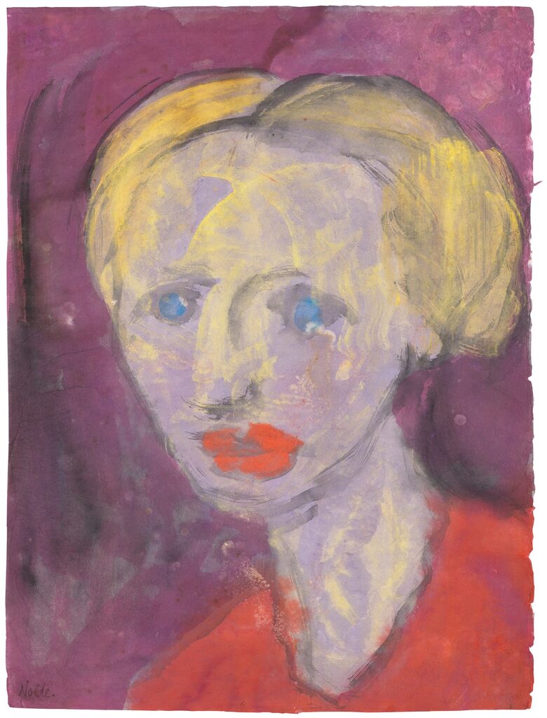 Frauenkopf (blaue Augen, blondes Haar)