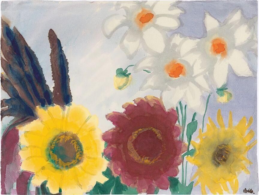 Sunflowers and dahlias