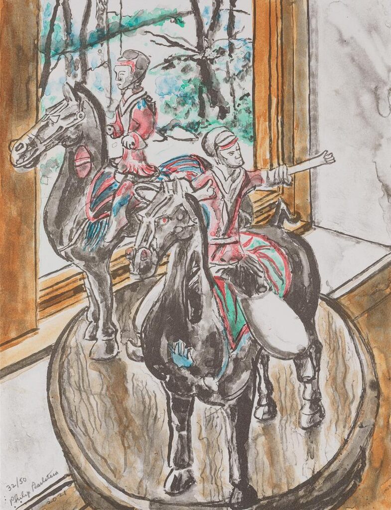 Han Warriors on Horseback in My Studio; Indonesian Marionettes in My Studio