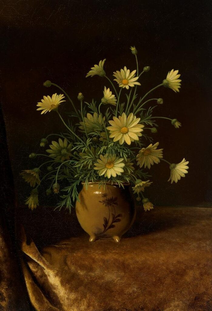 Yellow Daisies in a Brown Bowl
