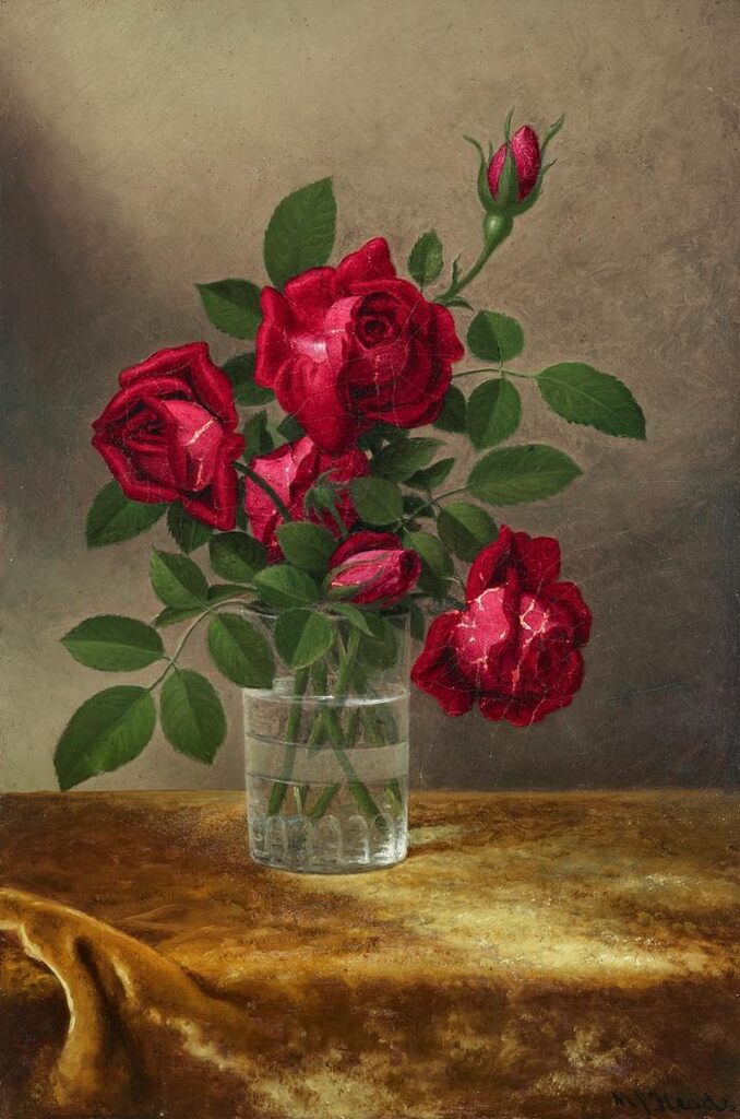 Roses and Rosebuds in a Glass