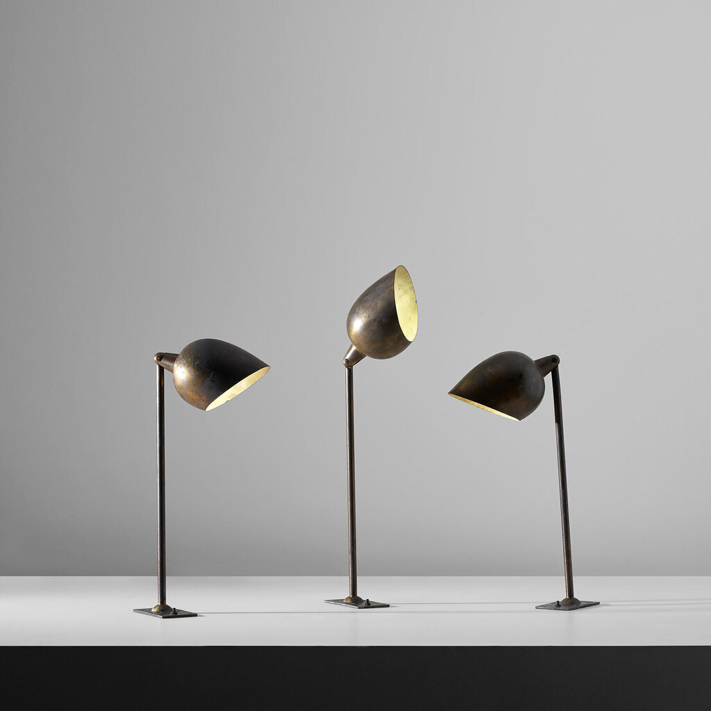 Set of three rare adjustable 'Stelling' desk lamps