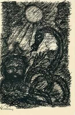Sea Serpent embracing a man