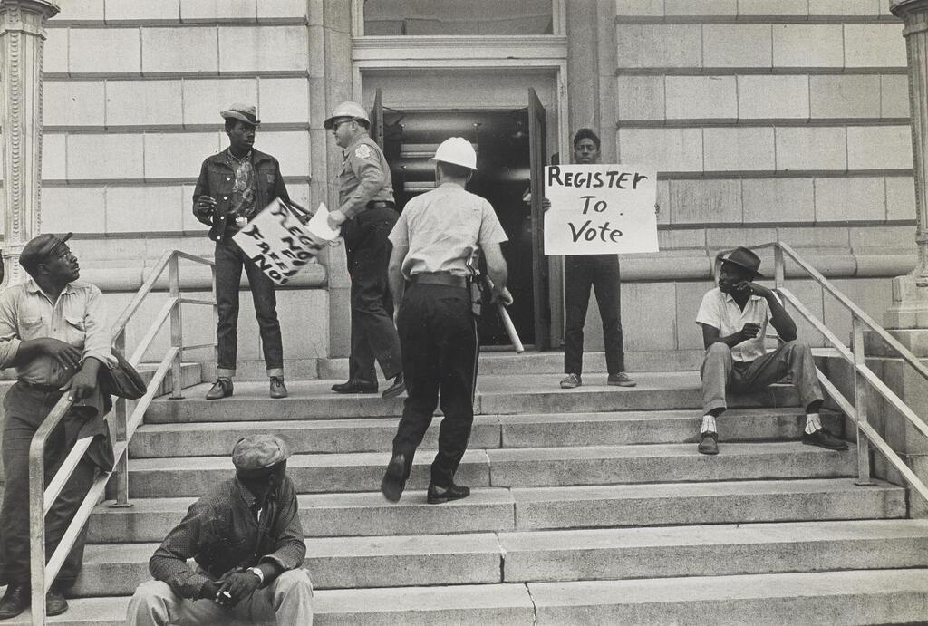 Arrest on Federal Building Steps, Selma, Alabama