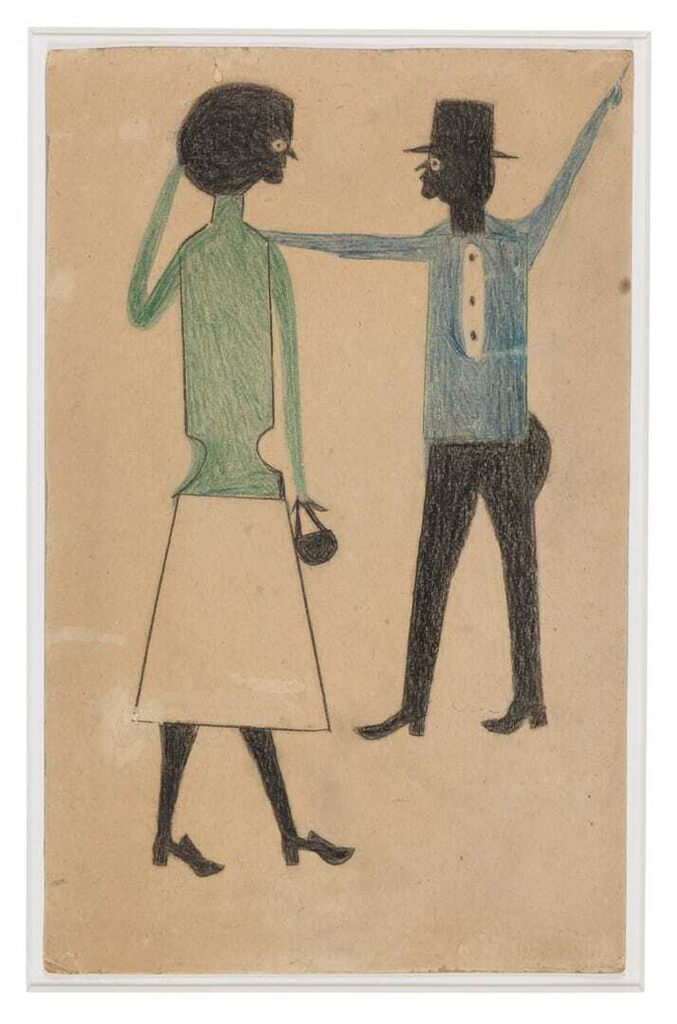 Man/Woman, Green Blouse, Blue Shirt