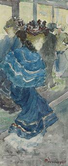Maurice Prendergast, Elegant Woman in a Blue Dress